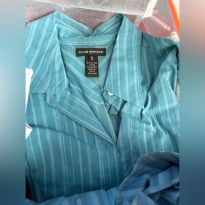 Club Monaco turquoise striped shirt